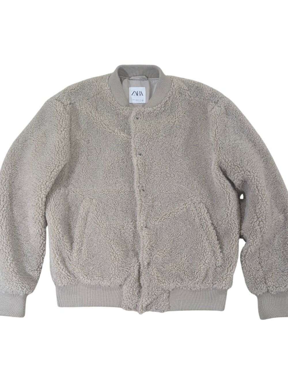 Zara Faux Shearling Fleece Bomber Jacket Unisex Large
